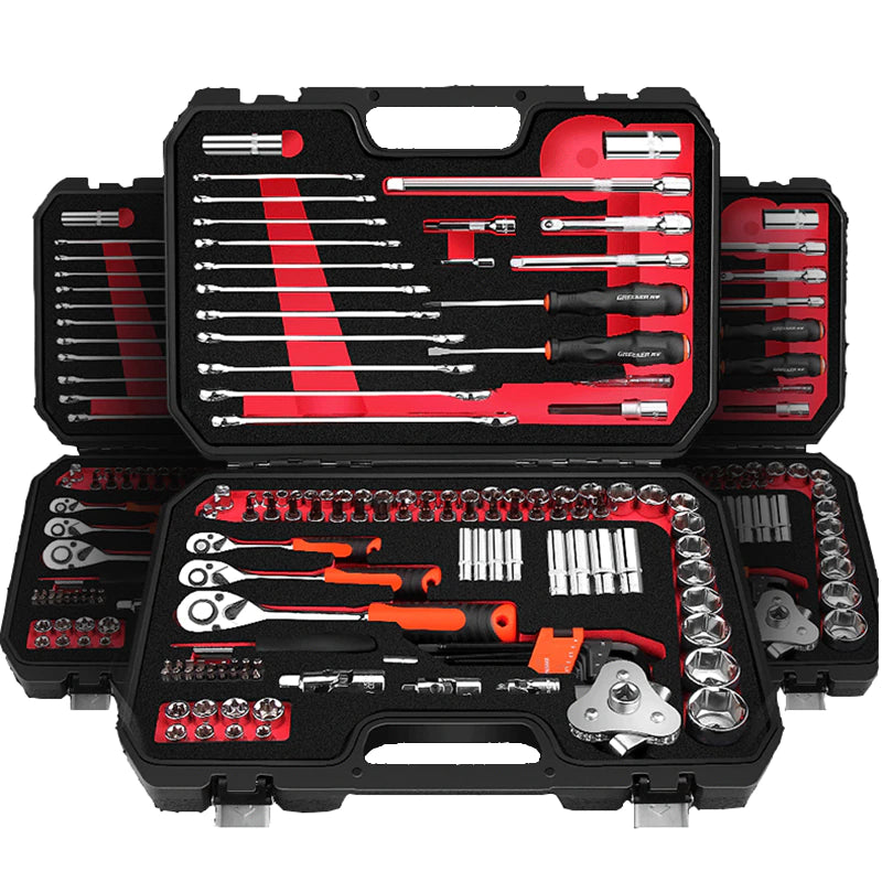  "Comprehensive Automotive Tool Set for Car Repair and Maintenance - Includes Ratchet Wrenches, Sockets, Screwdrivers, and More"