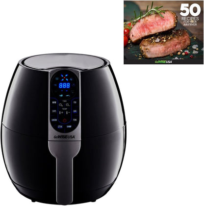 " Black Programmable Air Fryer with 8 Cook Presets, 3.7-Quart Capacity"